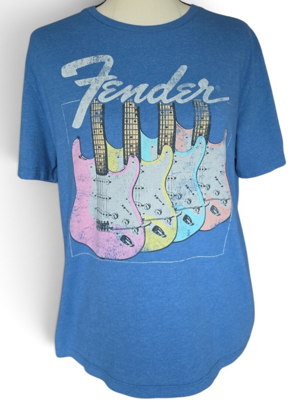 Fender Boys Blue Tee with Pastel Guitar Row-Size Large 14/16